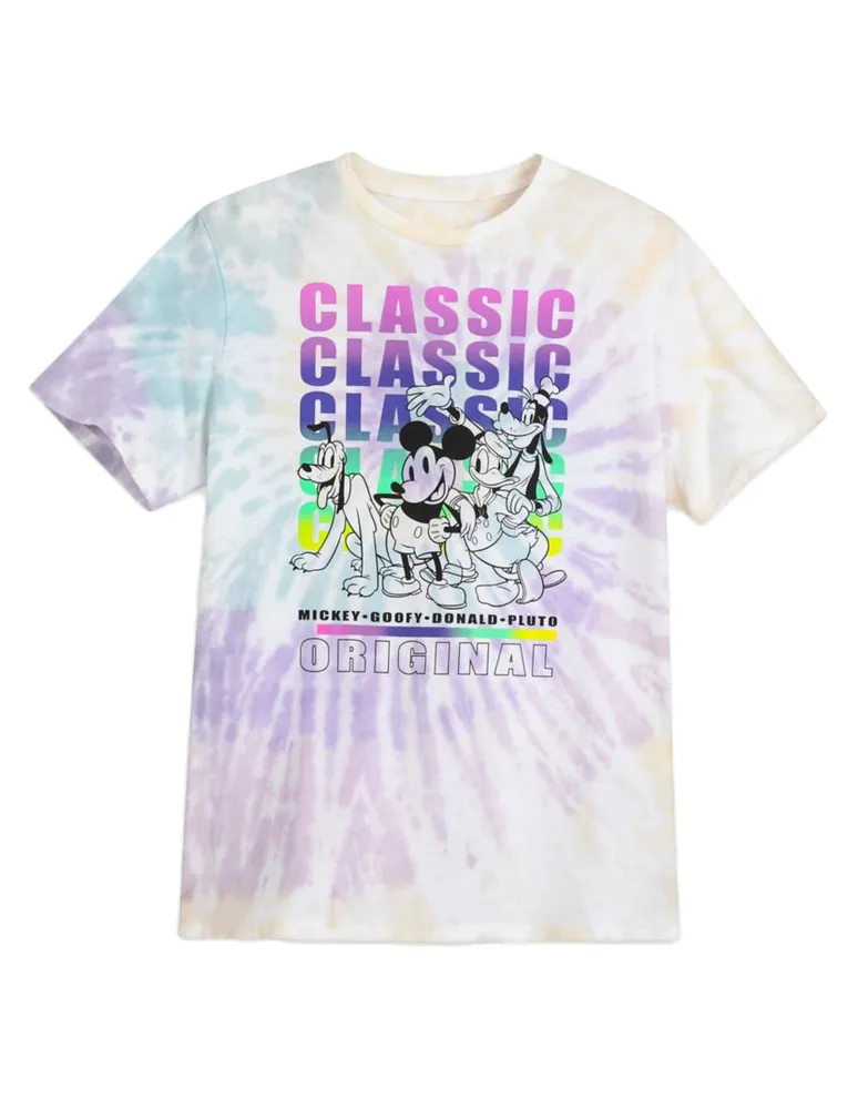 Playera Disney Store estampado tie dye manga corta unisex