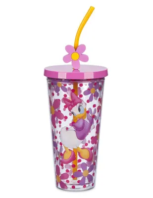 Vaso con tapa y popote Disney Store Flores Daisy