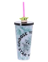 Vaso con tapa y popote Disney Store Tiedye Grogu