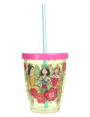 Vaso con tapa y popote Princesas