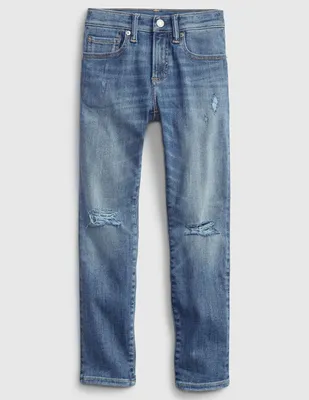 Jeans regular lavado desgastado corte ajustado para niño