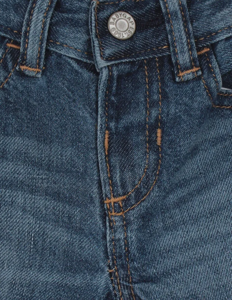 Jeans straight lavado desgastado corte ajustado para niño