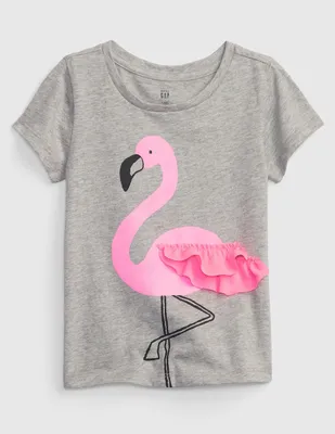 Playera estampado flamingo manga corta para niña