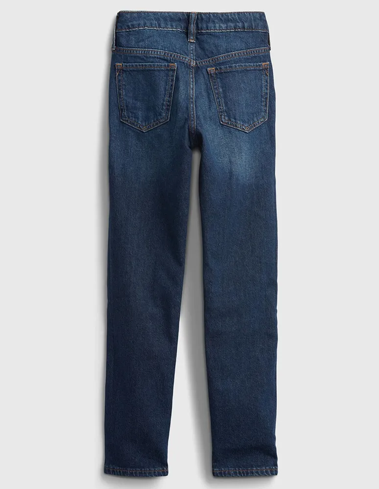 Jeans slim lavado obscuro para niña