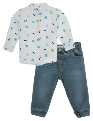 Conjunto pantalón casual Bolo de algodón para bebé niño 2 piezas