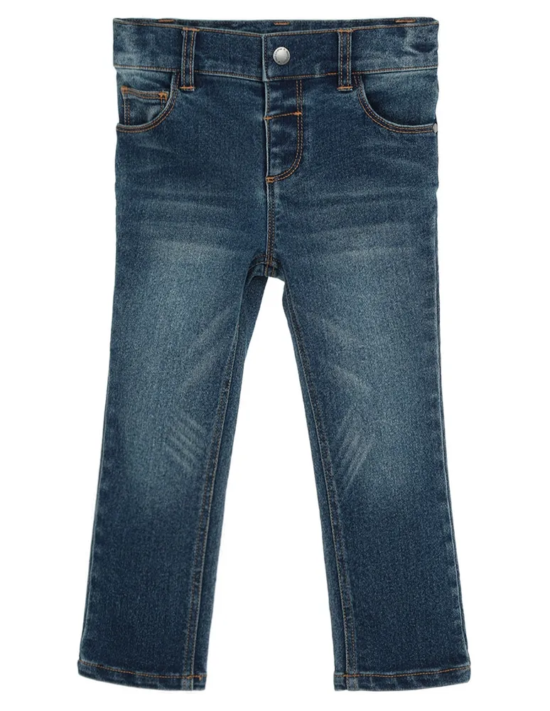 Jeans regular Mon Caramel lavado obscuro para niño