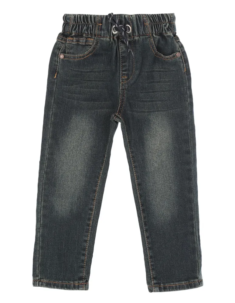 Jeans slim Mon Caramel lavado desgastado para niño