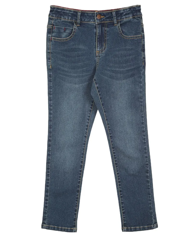 Jeans skinny Piquenique lavado obscuro para niño