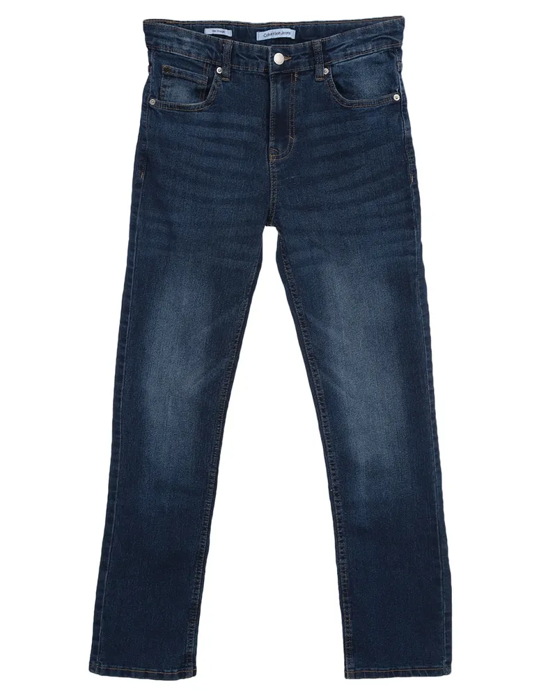 Jeans straight Calvin Klein lavado obscuro para niño