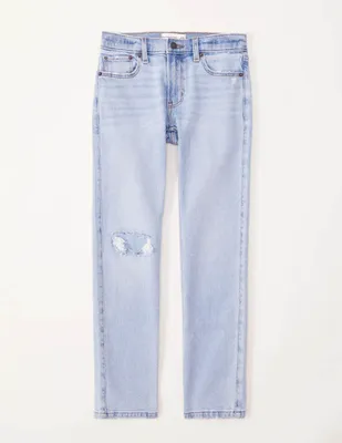 Jeans straight Abercrombie lavado claro para niño