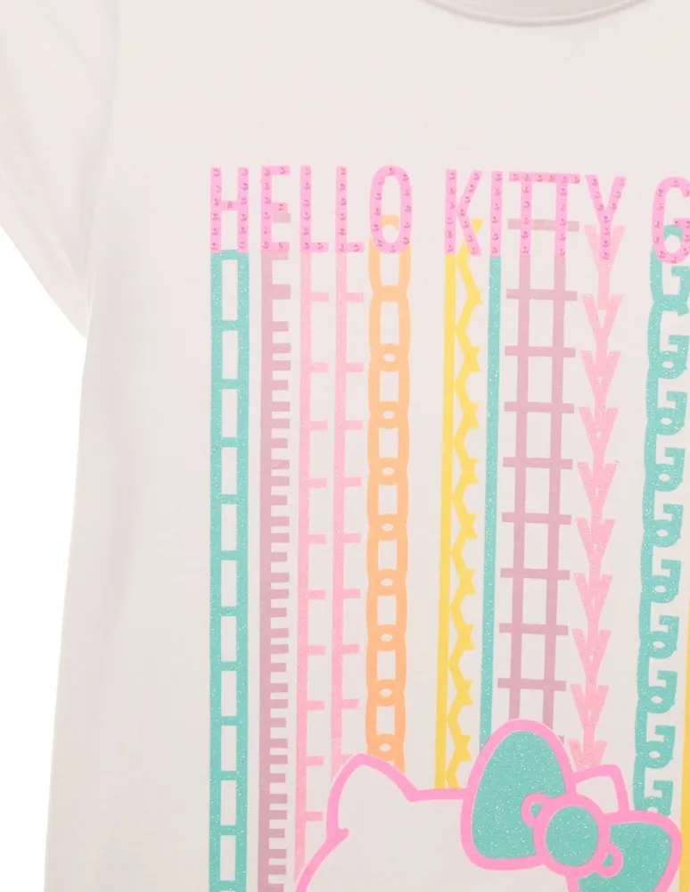 Playera Hello Kitty manga corta para niña