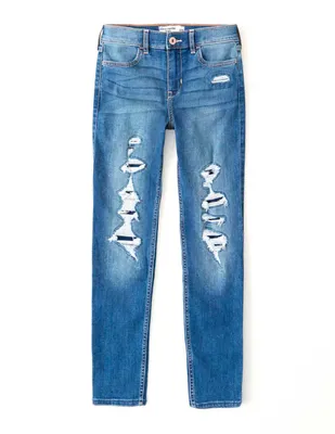 Jeans regular Abercrombie lavado destruido para niña