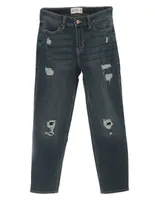 Jeans straight Abercrombie lavado obscuro para niña