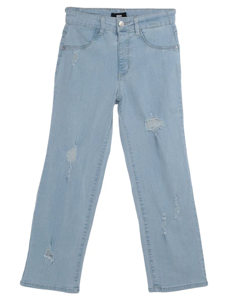 Jeans straight DKNY lavado desgastado para niña