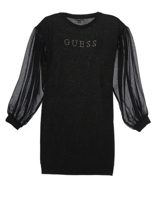 Vestido Guess manga globo con logo para niña