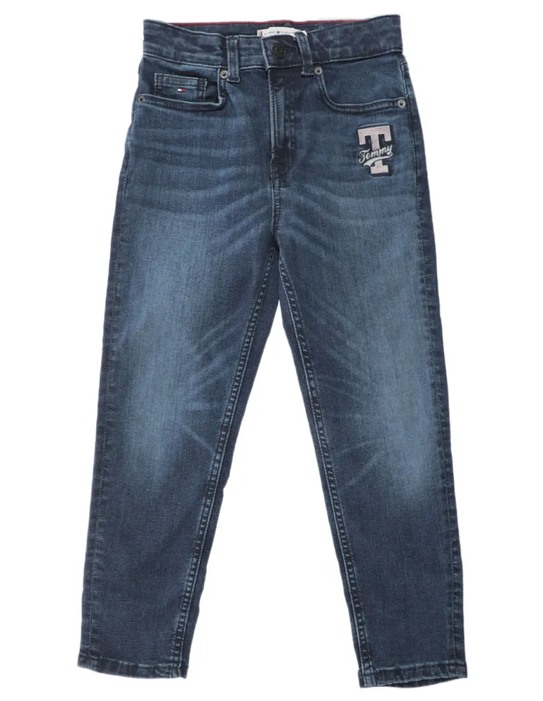 Jeans straight Tommy Hilfiger lavado obscuro para niña