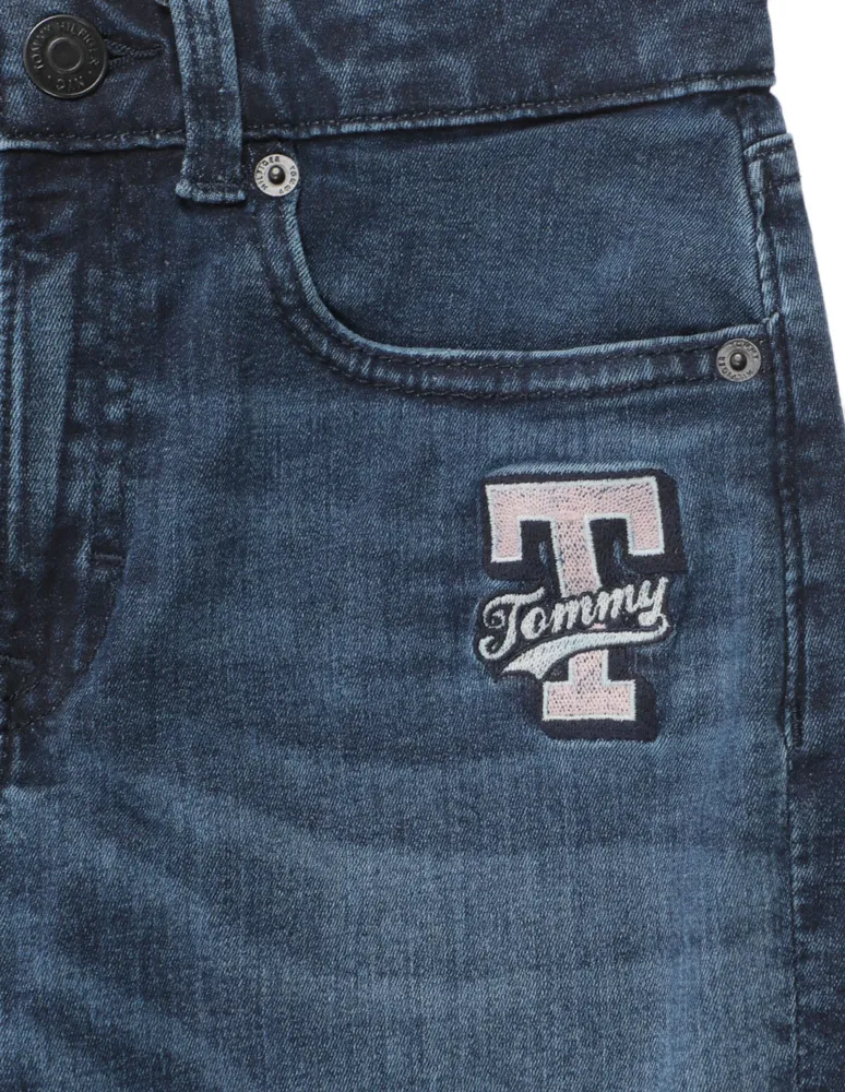 Jeans straight Tommy Hilfiger lavado obscuro para niña