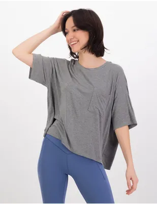 Playera Aerie Cropped oversized tee cuello redondo para mujer