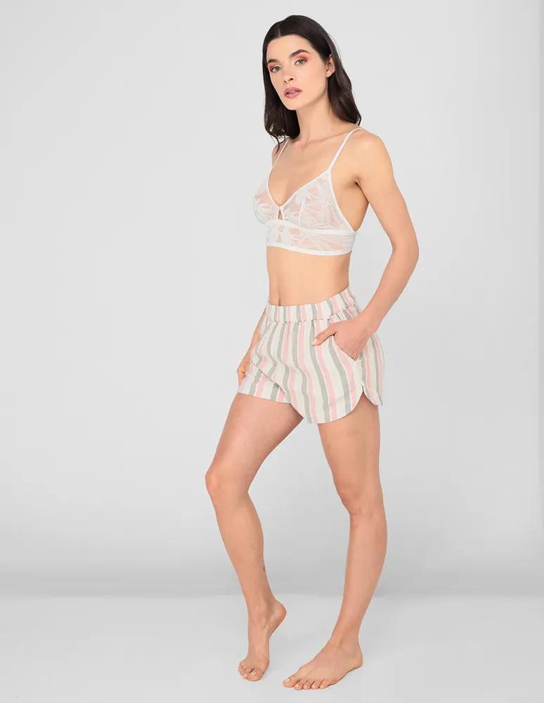 Short ETAM de lino a rayas para mujer