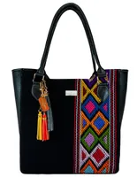 Bolsa tote Angelozano piel negra bordada