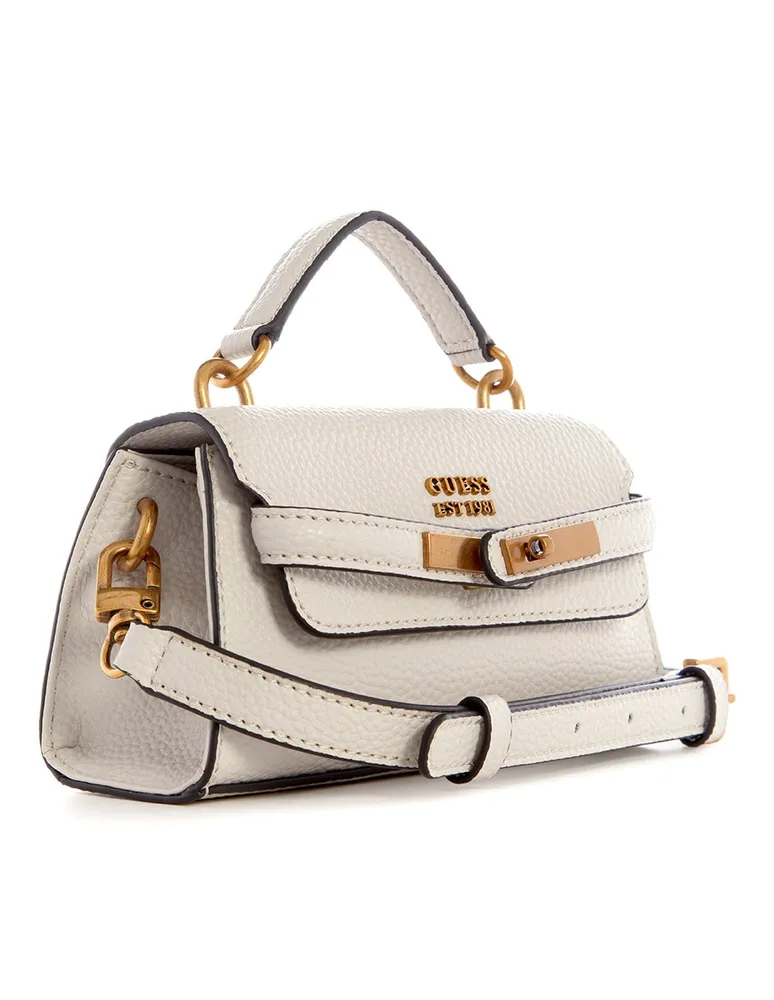 Guess: Bolso Satchel blanco Enisa Mujer