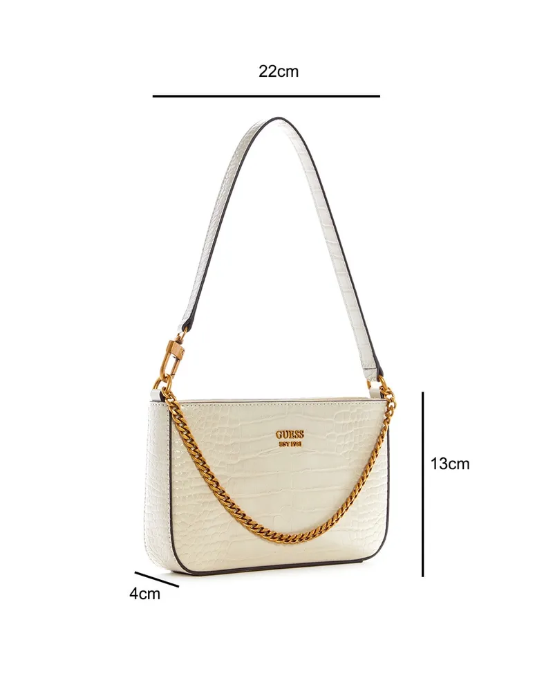 BOLSA GUESS KATEY CROC FLAP SHOULDER BAG EN COLOR BLANCO : :  Ropa, Zapatos y Accesorios