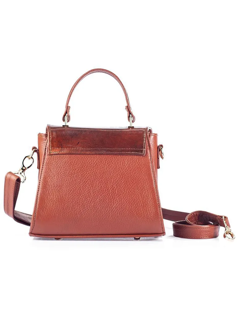 Bolsa satchel Angelozano Ely Cincelada de piel para mujer