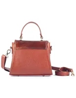 Bolsa satchel Angelozano Ely Cincelada de piel para mujer