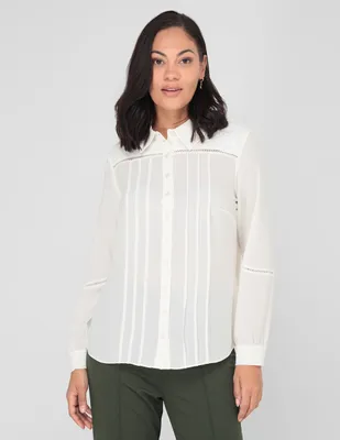 Blusa camisera formal Izanami manga larga para mujer