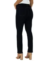 Jeans straight Innermotion para mujer lavado obscuro corte cintura