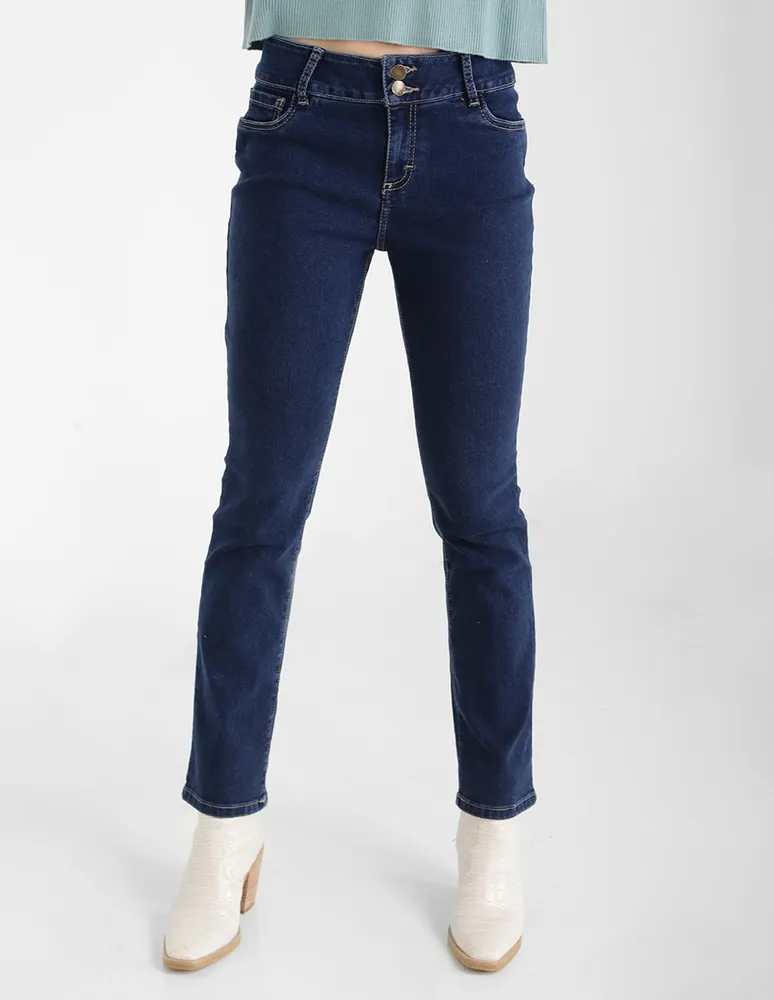 Jeans slim Frappe corte cintura para mujer