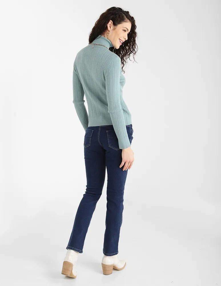 Jeans slim Frappe corte cintura para mujer