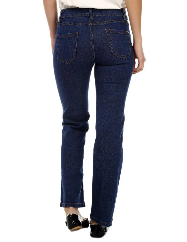 Jeans straight Petite Studio lavado obscuro corte cadera para mujer