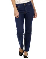 Jeans straight Petite Studio lavado obscuro corte cadera para mujer