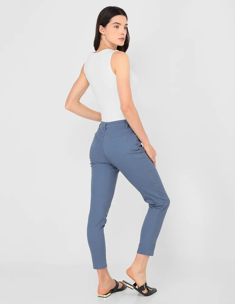 Jeans skinny Petite Studio lavado claro corte cintura para mujer