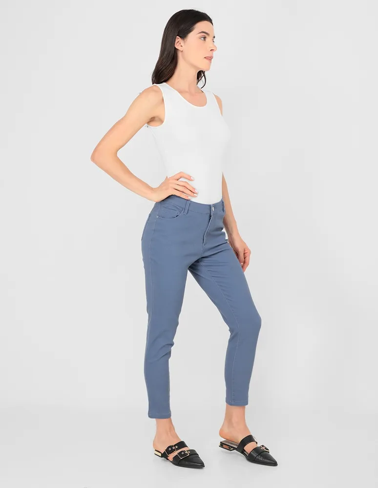 Jeans skinny Petite Studio lavado claro corte cintura para mujer