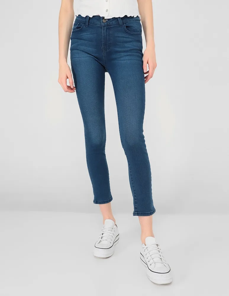 Jeans skinny 365 Essential lavado obscuro corte cintura para mujer