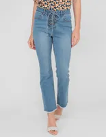 Jeans straight Petite Studio lavado claro corte cintura para mujer