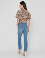 Jeans straight Petite Studio lavado claro corte cintura para mujer