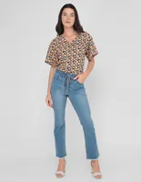 Jeans straight Petite Studio lavado claro corte cintura para mujer