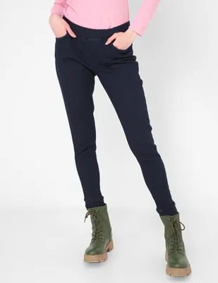 Jeans skinny Frappe P122 lavado obscuro corte cintura para mujer