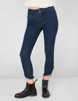 Jeans skinny Frappe lavado obscuro corte cintura para mujer