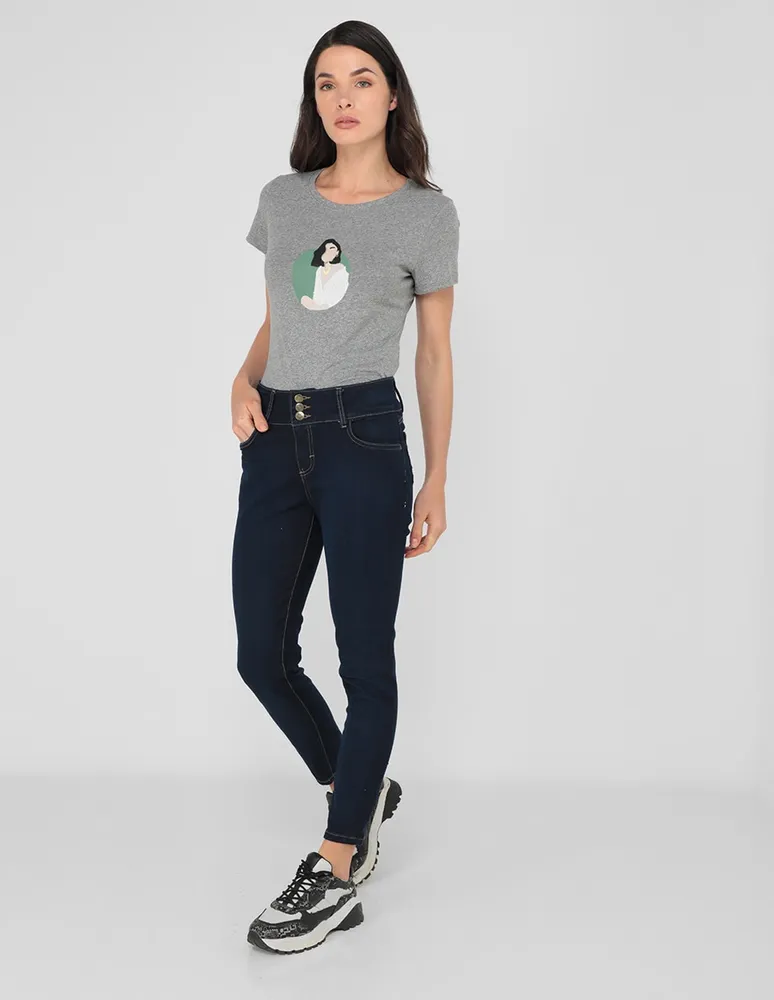 Jeans skinny Frappe p147 corte cintura para mujer