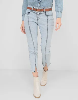 Jeans skinny Frappe P140 lavado claro corte cintura para mujer