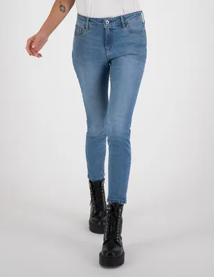 Jeans skinny Yakuza deslavado corte cintura alta para mujer