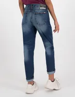 Jeans straight Yakuza lavado claro corte cintura alta para mujer