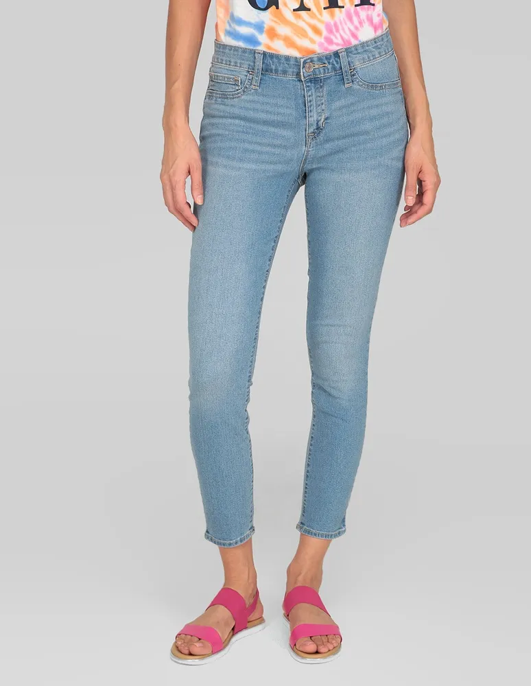 Jegging skinny deslavado corte cintura para mujer