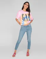 Jegging skinny deslavado corte cintura para mujer