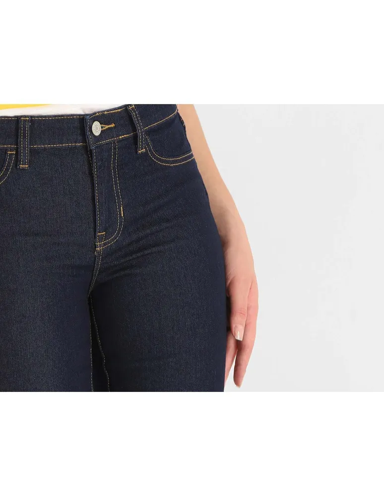 Jeans skinny lavado obscuro corte cintura para mujer