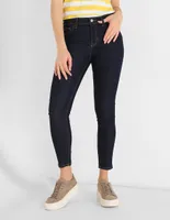 Jeans skinny lavado obscuro corte cintura para mujer